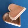 Boîte cœur en bois personnalisable, 3 compartiments et deux couvercles