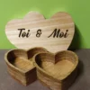 boite double coeurs en bois à offrir