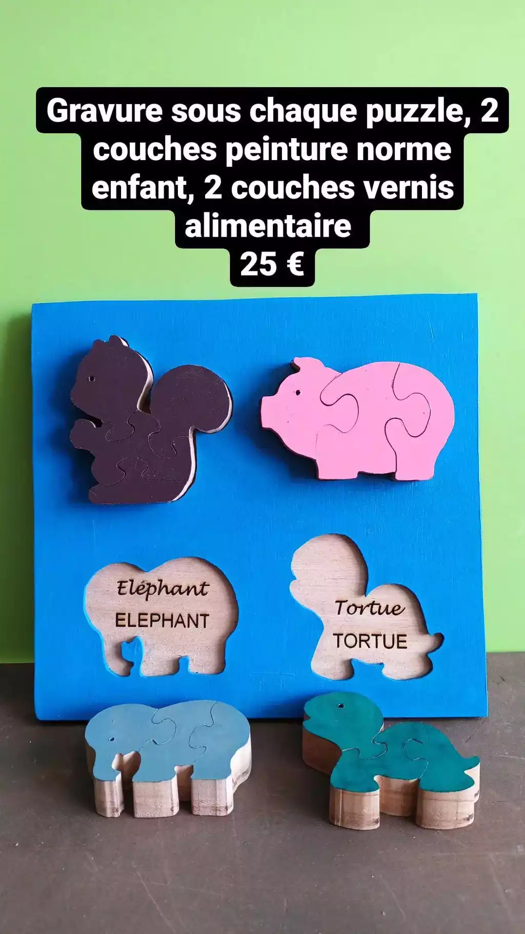 Puzzles en bois chantournés animaux ou laser – Image 8