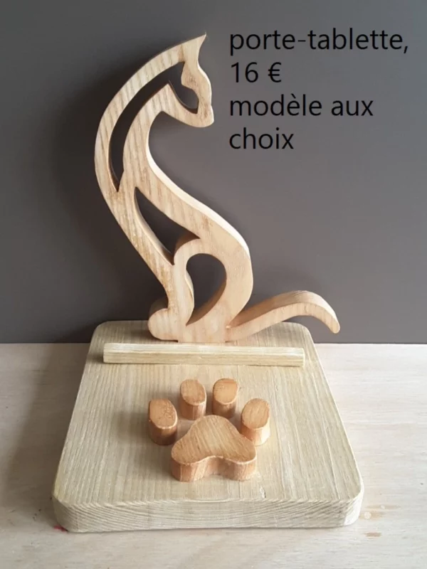 support tablette en bois modèle chat