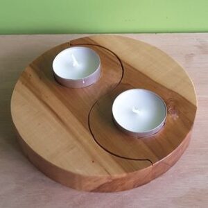 bougeoir en bois yin et yang zen