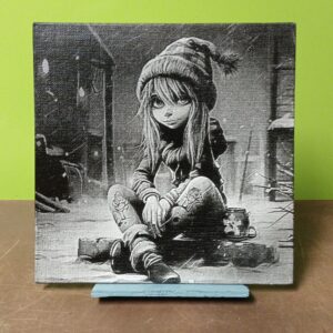 Fillette gravée au laser, objet de décoration en bois