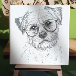 carreaux faïence gravés au laser (titane) modele chien