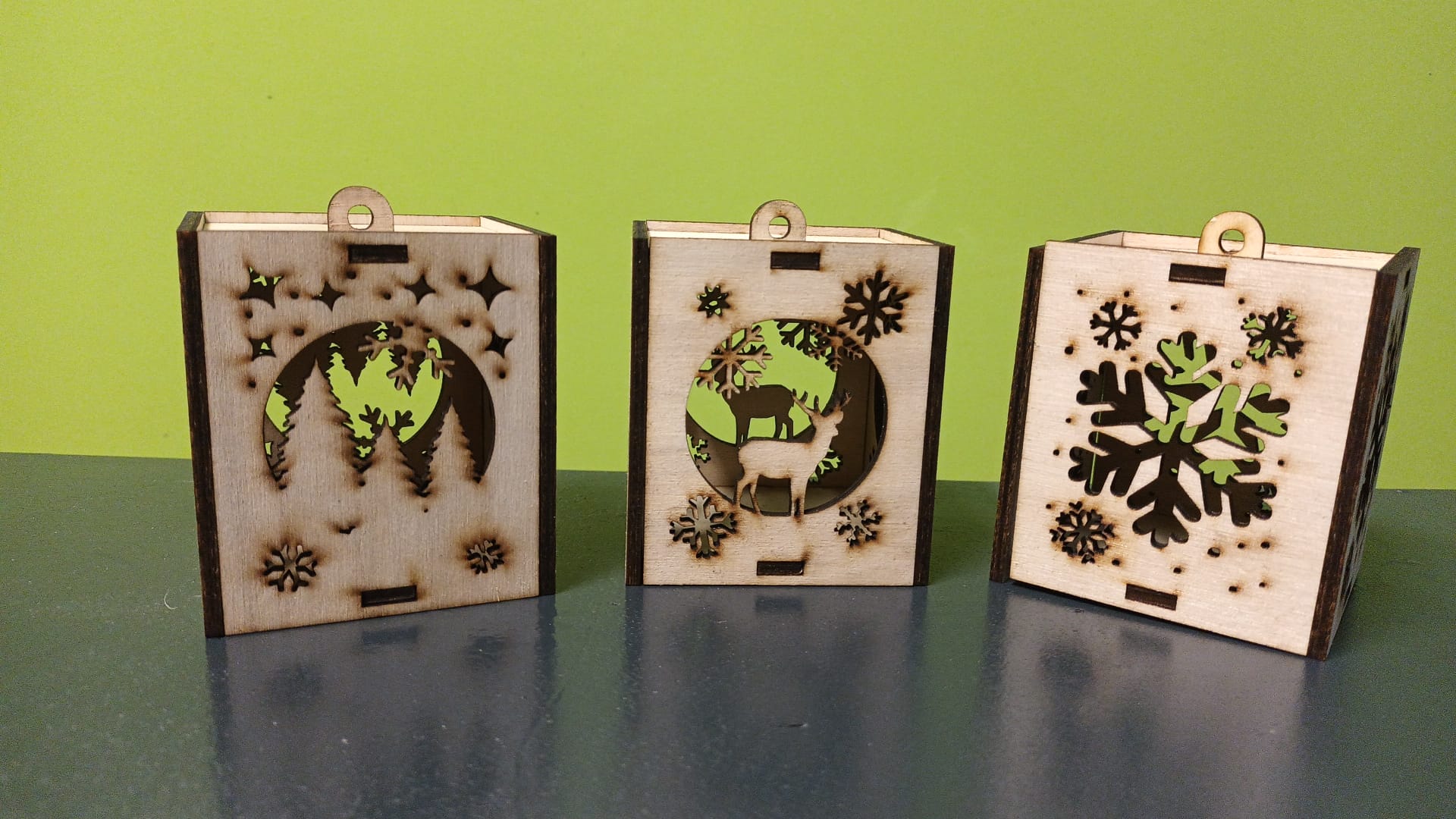 lot 3 petites lanternes bois décoration intérieure naturelle