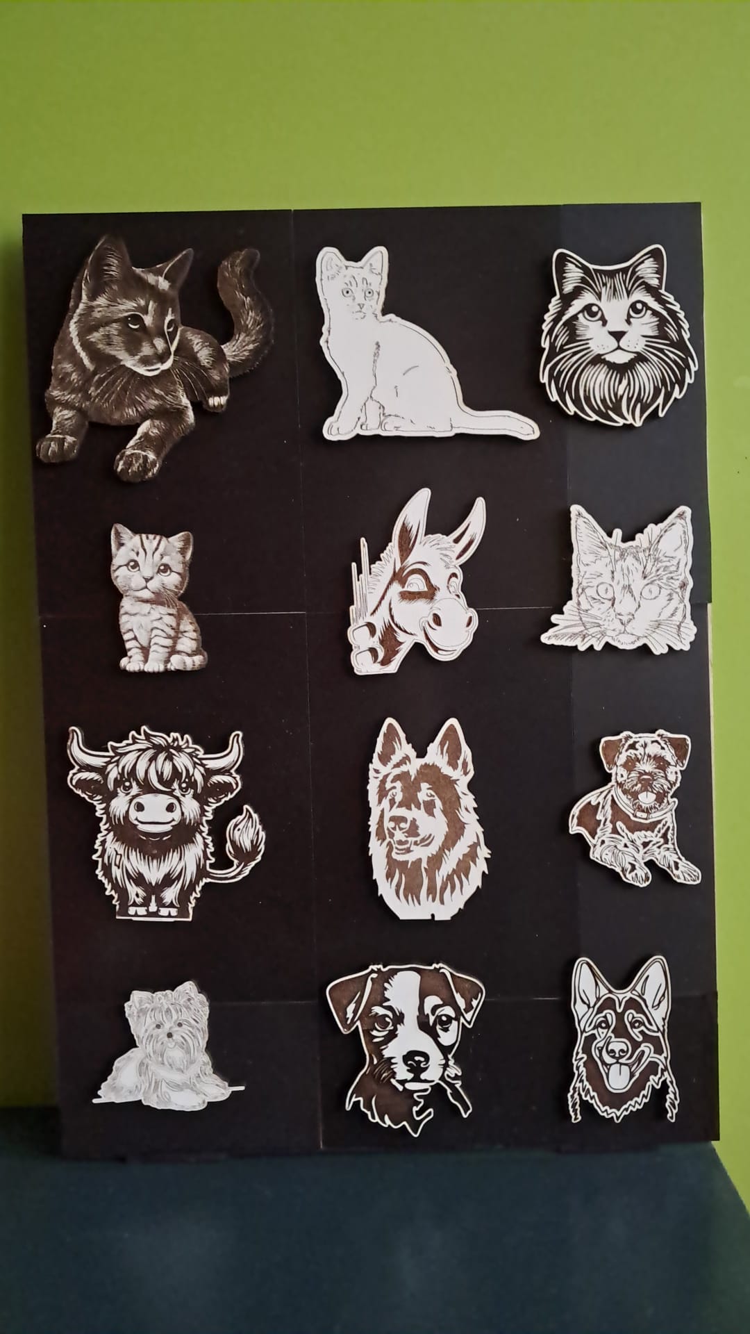 aimant frigo bois artisanal fait main chantourneuse motif animaux